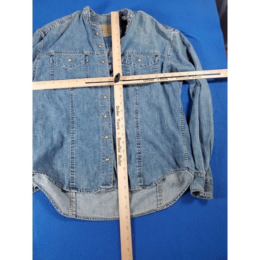 Vintage Liz Claiborne Denim Jean Shirt Pearl Buttons Jacket Size Medium - Picture 6 of 16